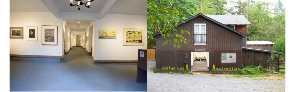 Outside and inside view of Art In The Barn Gallery