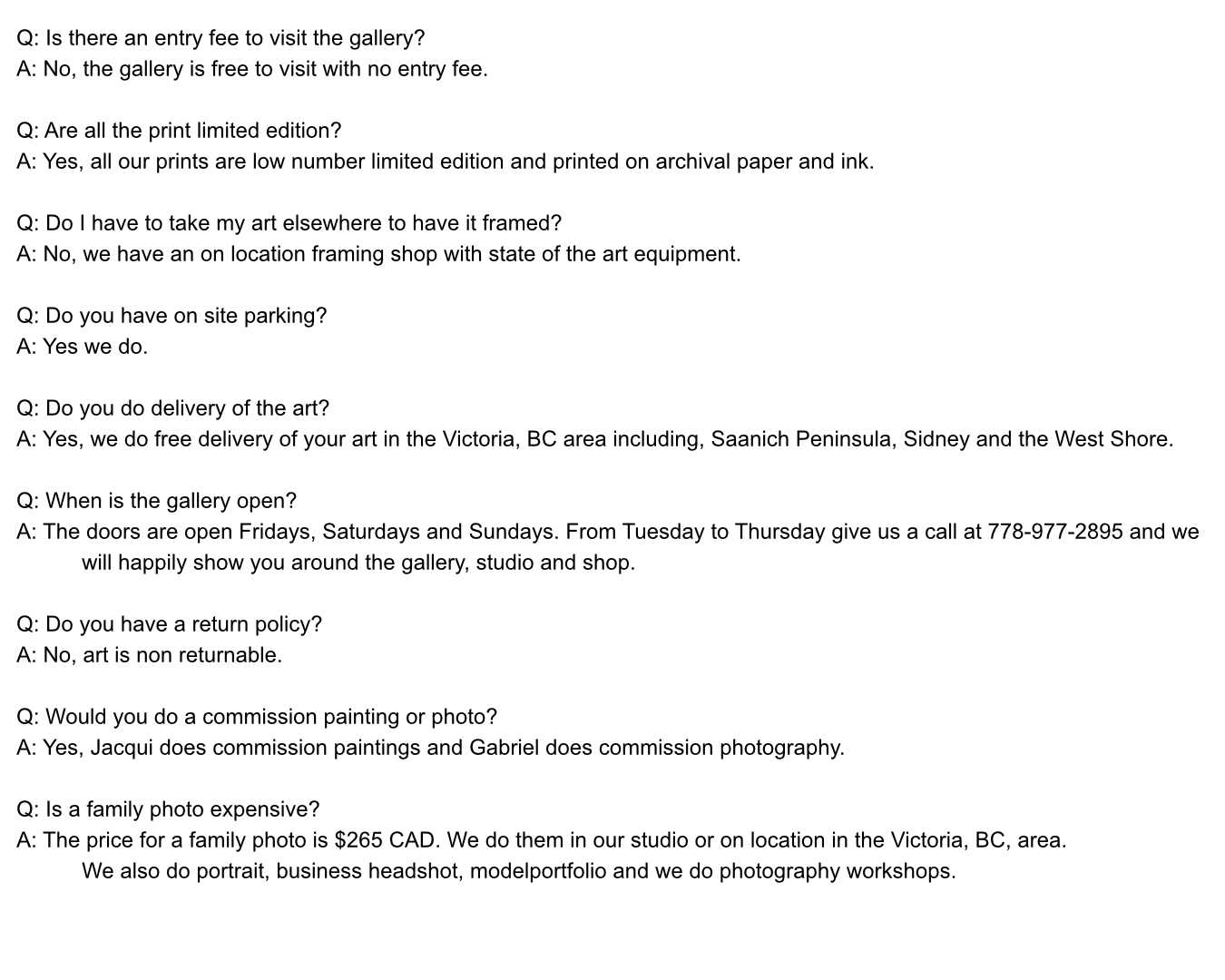 FAQ Art In The Barn Gallery